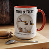 Personalized Halloween Cats on The Broom (1-6 Cats) Accent Coffee Mug (11, 15oz)